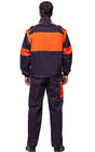 100% tkanina bawełniana Industrial Work Uniforms With Orange Odpinane rękawy