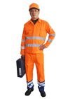 Pomarańczowe, dobrze widoczne uniformy robocze z ciężkim dwukierunkowym zamkiem błyskawicznym i elastycznymi mankietami