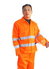 Pomarańczowe, dobrze widoczne uniformy robocze z ciężkim dwukierunkowym zamkiem błyskawicznym i elastycznymi mankietami