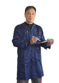 Comfort Long Navy Blue Lab Coat Back Vented Do prac inżynieryjnych lub magazynowych